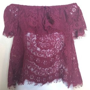 Lace off the shoulder shirt